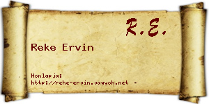 Reke Ervin névjegykártya